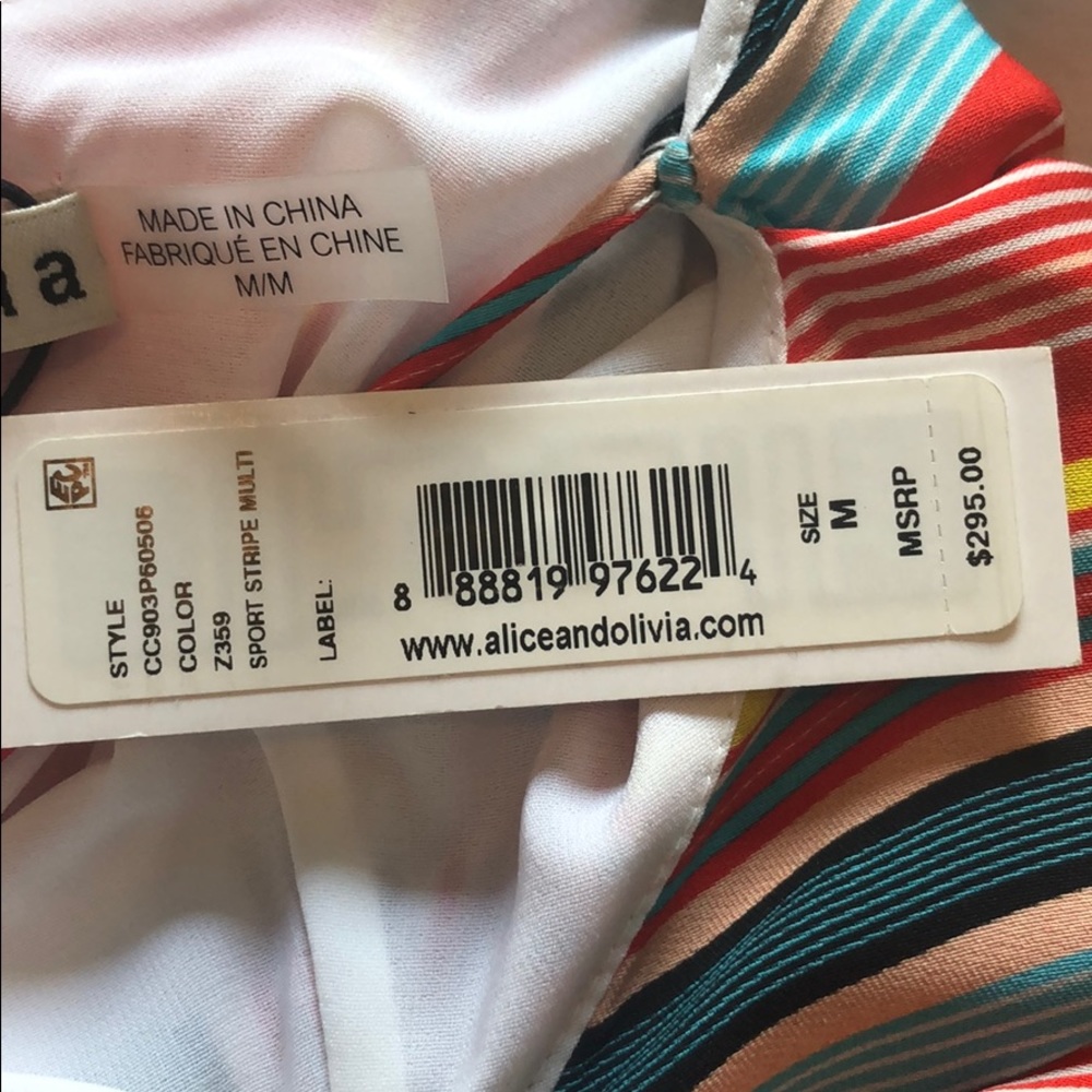 NWT Alice and Olivia Kalia Stripe dress- medium - Picture 7 of 7